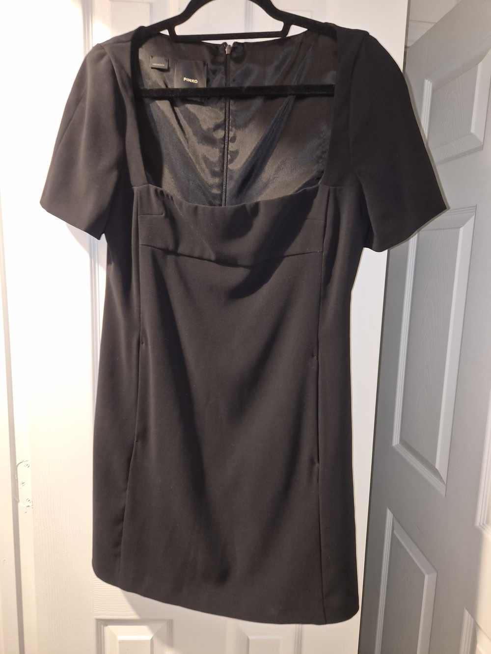 Pinko Black Square-Neck Short Sleeve Mini Dress